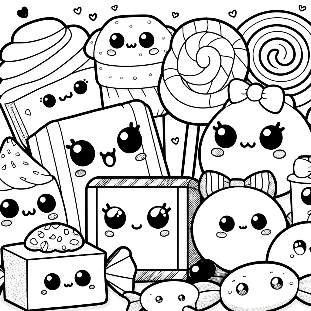 Cute kawaii Sweets Candy Ice cream Cup Cakes Free Coloring pages for ...