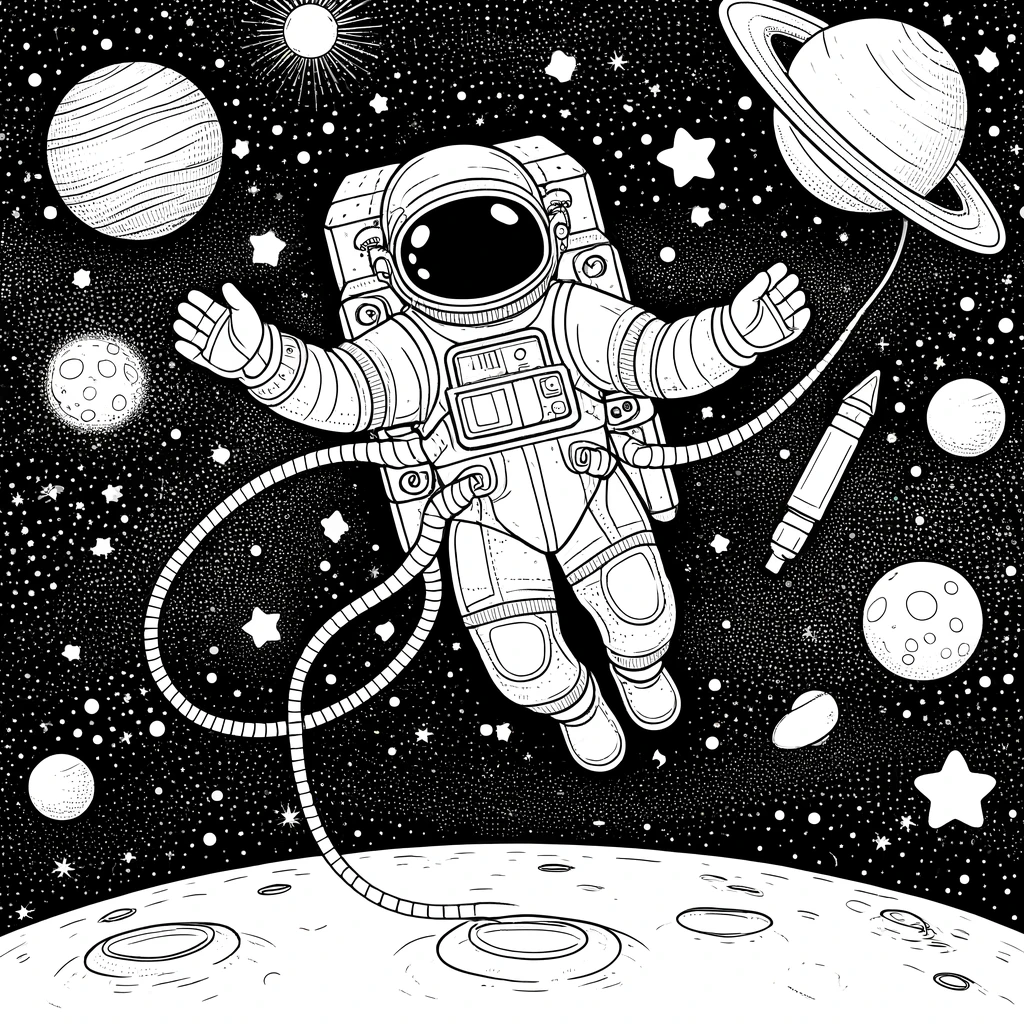 Free Coloring Pages for Kids About Space and Astronauts - 123 Go Mama