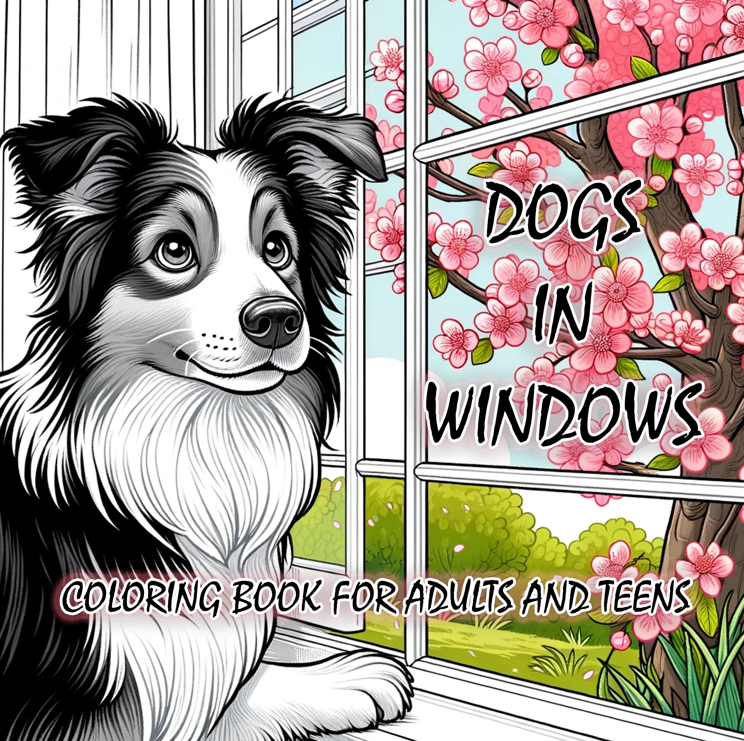 Dogs In Windows | Coloring Book For Adults