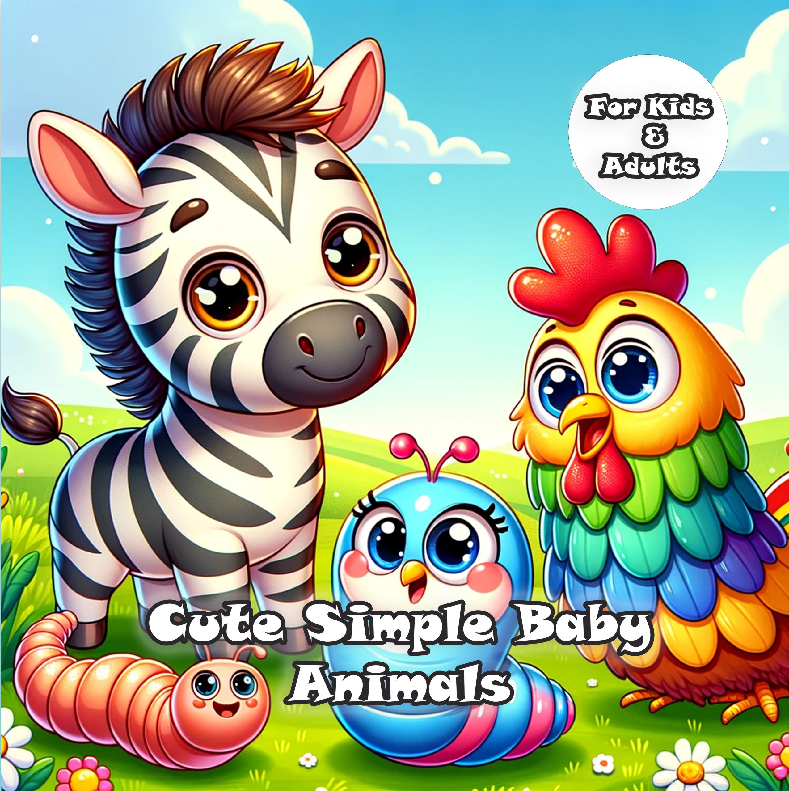 Cute Baby Animals Coloring Book For Kids And Adults