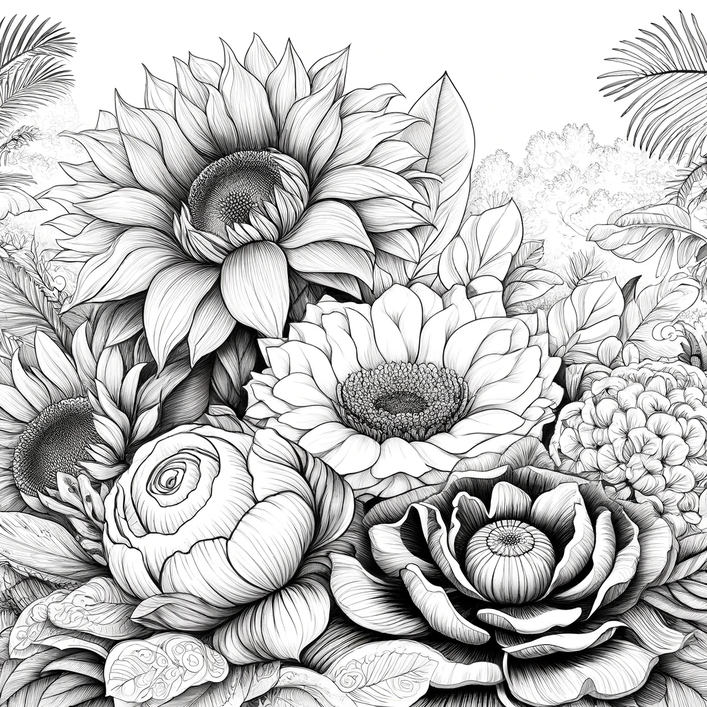 Free Adult Flower Coloring Pages