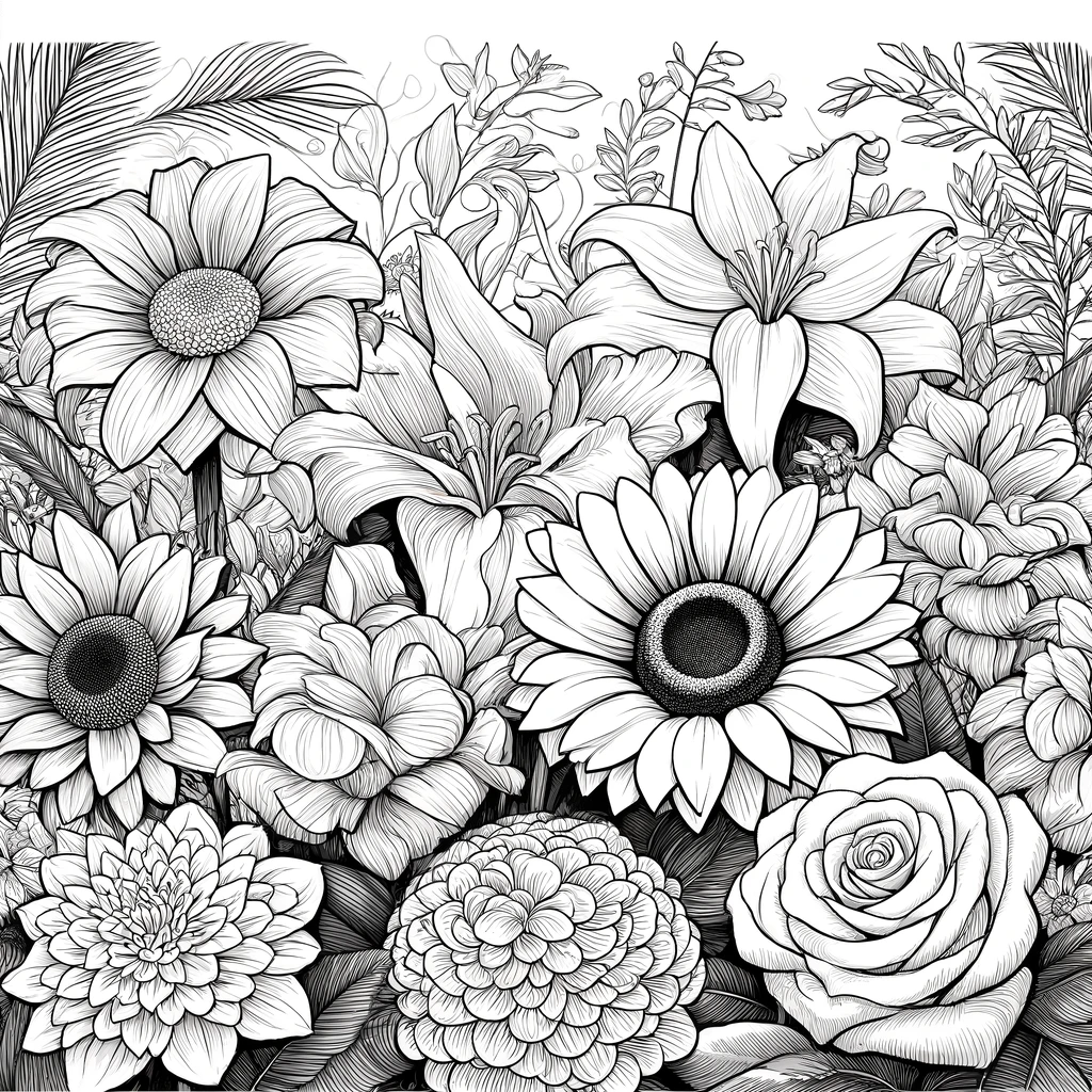 Free Adult Flower Coloring Pages