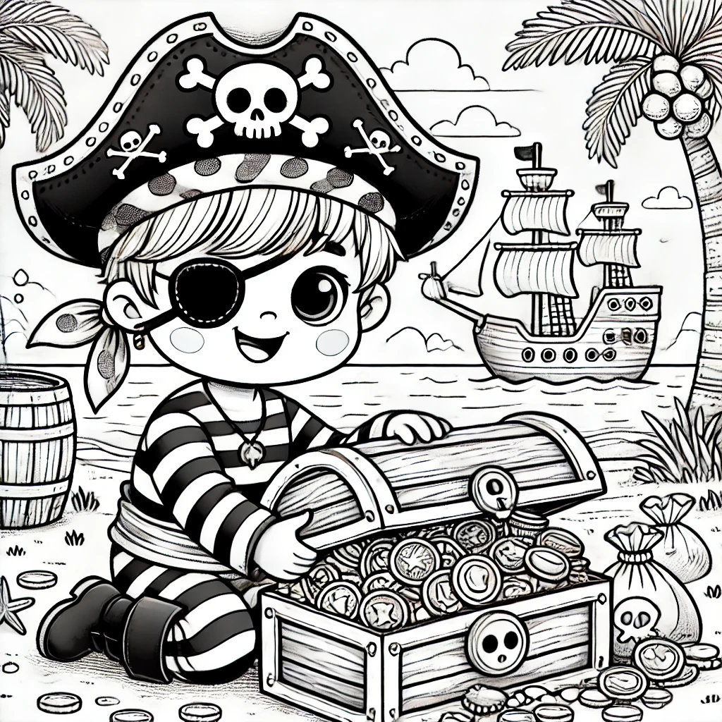 Coloring Pages for Kids Of Pirate Life 