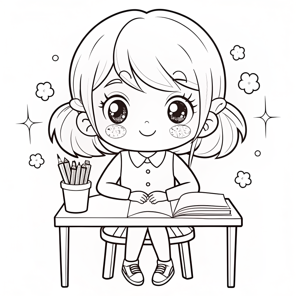 Free Coloring Pages of Cute Little Girls