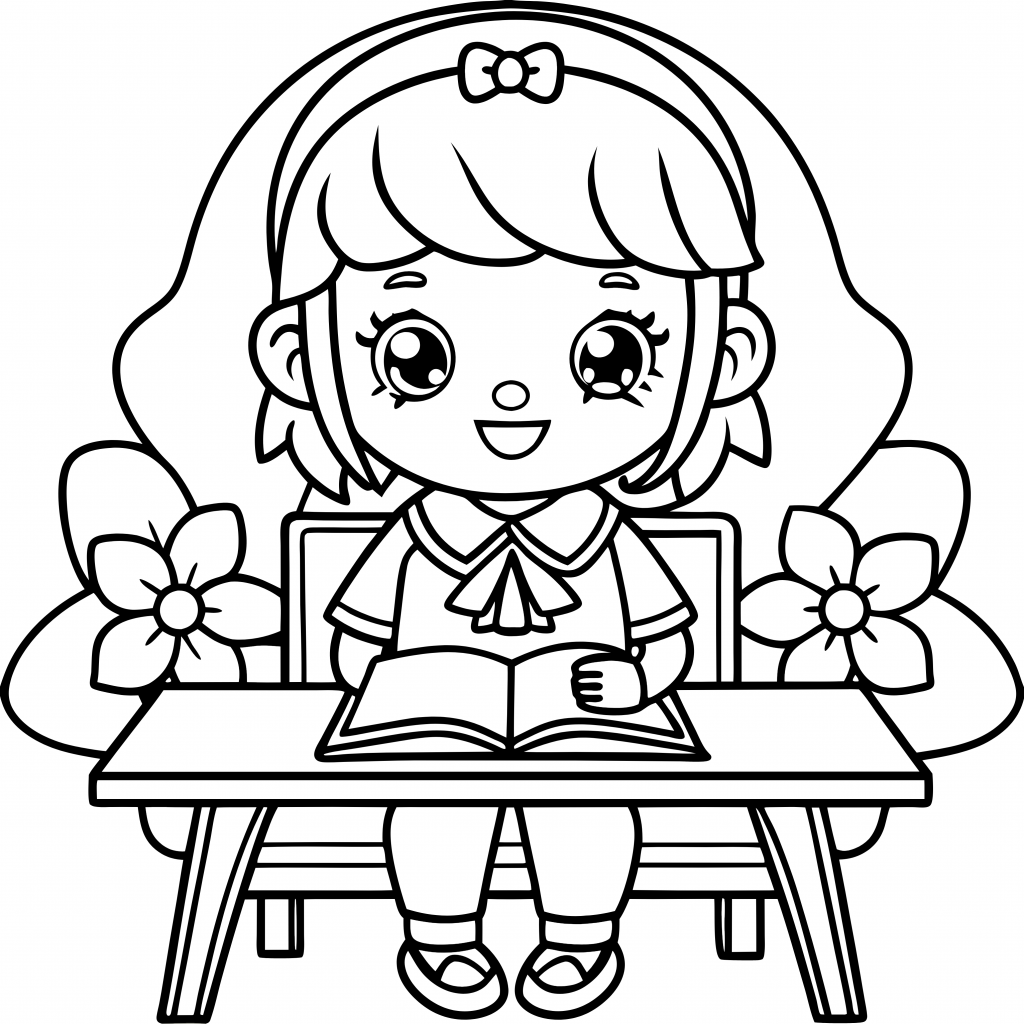 Free Coloring Pages of Cute Little Girls