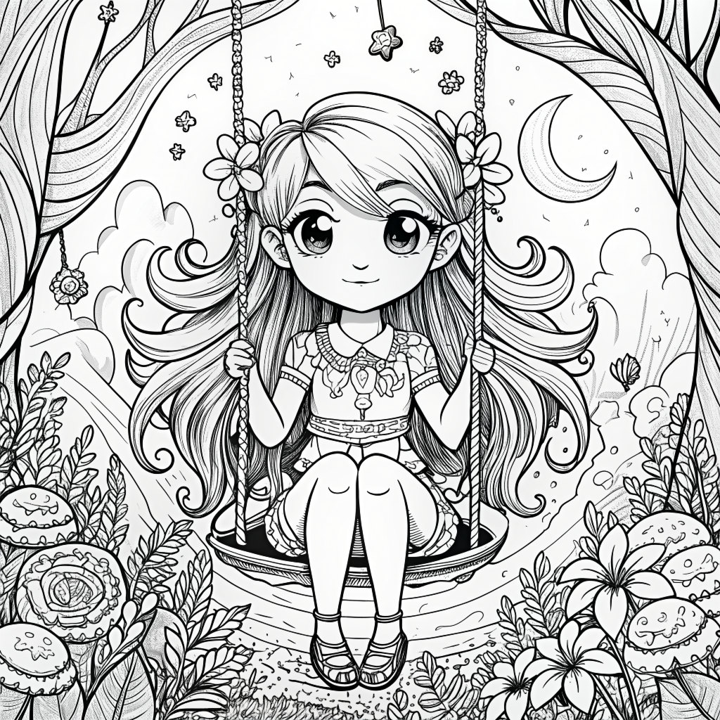 Free Coloring Pages of Cute Little Girls