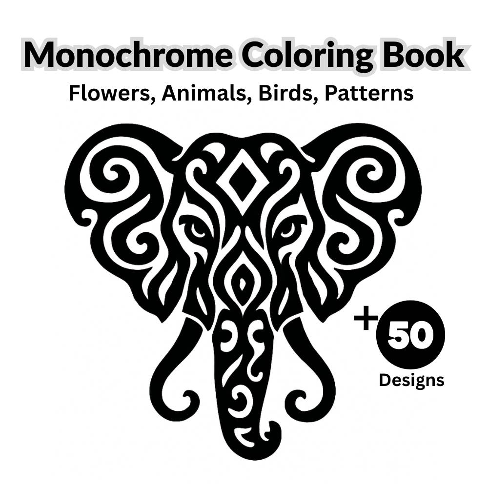 Monochrome Coloring Book | Simple Designs