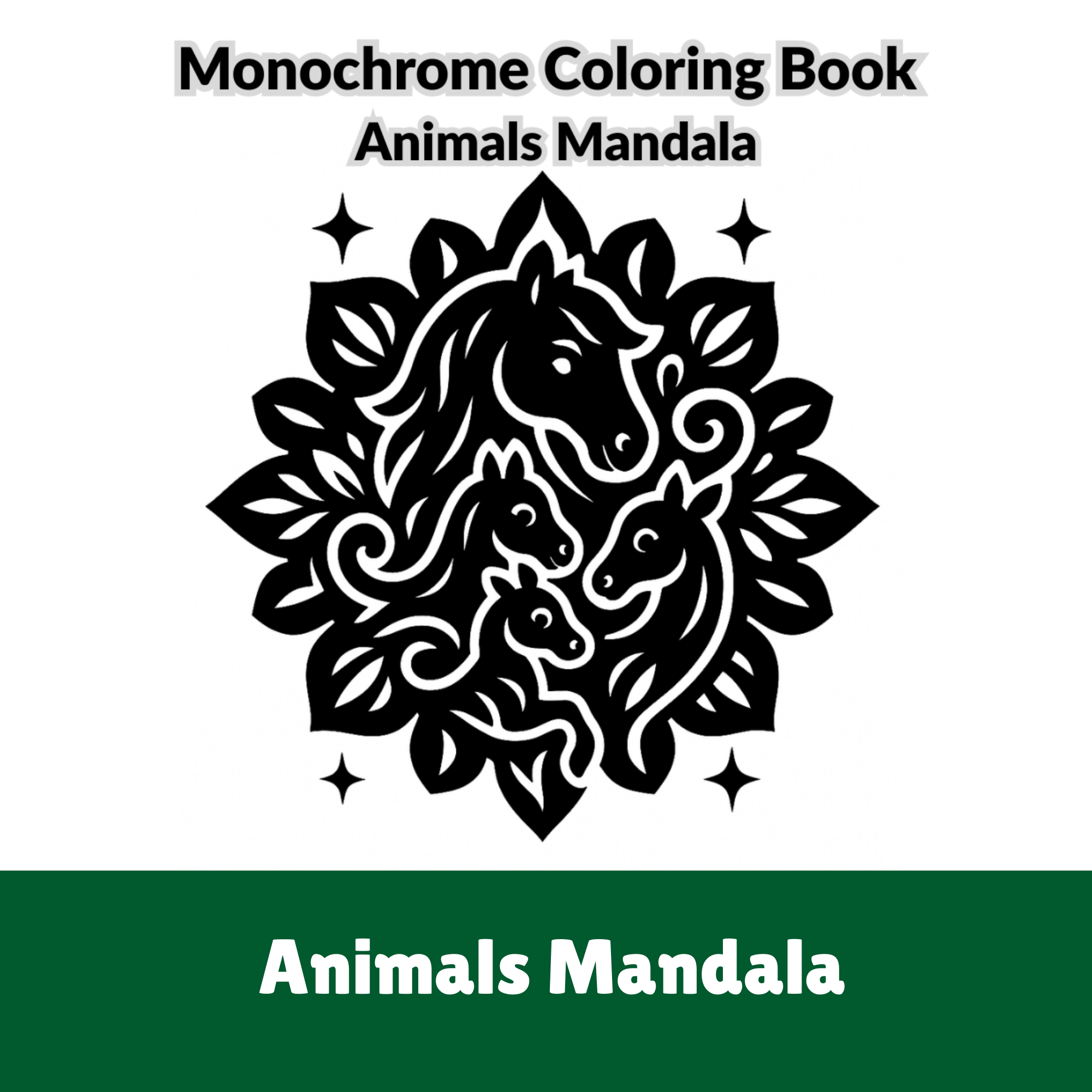 Monochrome Coloring Book | Animals Mandala Desgins